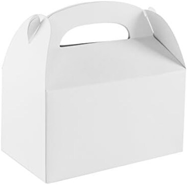 Super Z Outlet Blank White Paper Gift Boxes With Handles For Arts And Crafts, Candy And Snack Bags, Picnics, Birthday Party Favors, Baby Showers, And Weddings (12 Pieces, 6.25 In X 3 1/2 In)