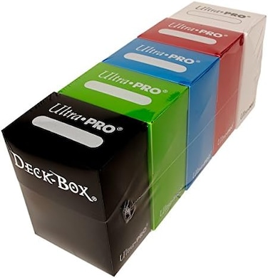 Ultra Pro MagicPokemonYuGiOh Cards Deck Boxes, Set of 5 (Red, Blue, Green, Black and White))