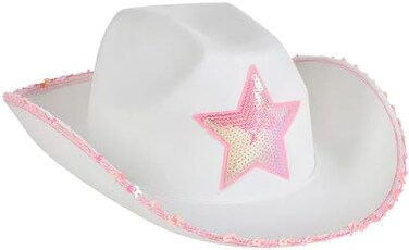 Rhode Island Novelty HACOWWP White Felt Cowgirl Hat with Pink Star
