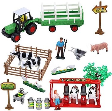 Liberty Imports Farming Fun Playset with Tractor (Dairy)