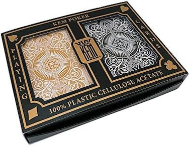 KEM Arrow Poker Size Playing Cards: 2 deck set Black and Gold, Wide Jumbo Index