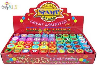 TINYMILLS Tiny Mills 50 Pcs Assorted Stampers for Kids - Birthday Party Favors
