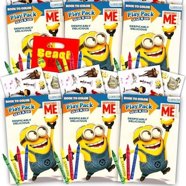 Despicable Me Minions Party Supplies Ultimate Favors Packs -- 6 Sets with Stickers, Coloring Books and Crayons (