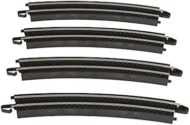 Bachmann Trains - Snap-Fit E-Z Track 18&rdquo; Radius Curved Track (4/card) - Steel Alloy Rail With Black Roadbed - HO Scale