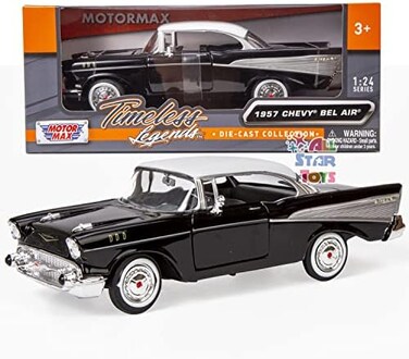 Motormax Motor Max 1957 Chevrolet Bel Air Black 1/24 Diecast Car Model by