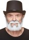 Mustaches (Gray With White) - Self Adhesive, Novelty, On Bail Fake Beard, False Facial Hair, Costume Accessory for Adults, Grey with White Colour