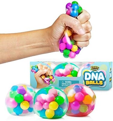 YoYa Toys DNA Stress Balls - 3 Pack - Squeezing Stress Relief Ball - for Kids and Adults- Stress Squishy for Autism, ADHD, Bad Habits and More - Risk-Free Sensory Rubber Ball