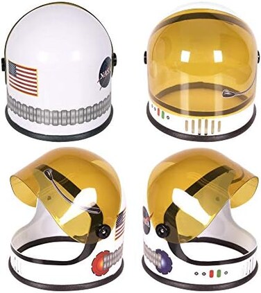 Narwhal Novelties Kids Space Helmet, Halloween Costume Helmet with Movable Visor - White, for Ages 5-12, Space Toy Helmet with Foam Padding, NASA Logo and USA Flag, Spacewalker Look