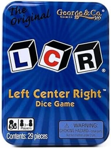 LCR Left Center Right? Dice Game - Blue Tin