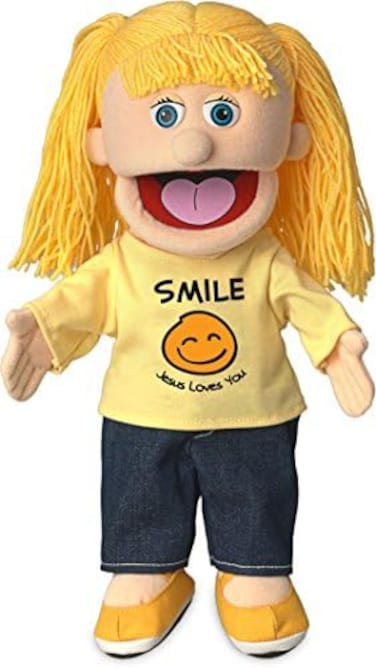 Silly Puppets 14" Smile Jesus Loves You, Peach Girl, Christian Ministry Hand