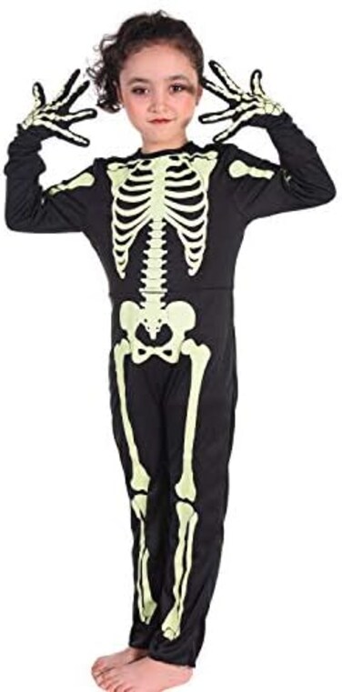 Besutolife Halloween Skeleton Costumes kids Glow in The Dark Skeleton Costumes with Gloves for Girls Boys 3-12T