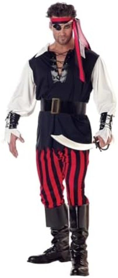 California Costumes Men's Adult-Cutthroat Pirate, Black/Red/White, XL (44-46) Costume