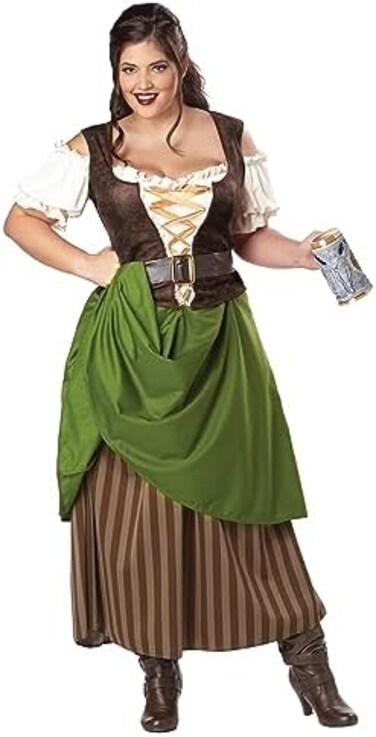 California Costumes Plus Size Tavern Maiden Costume, Brown, One size