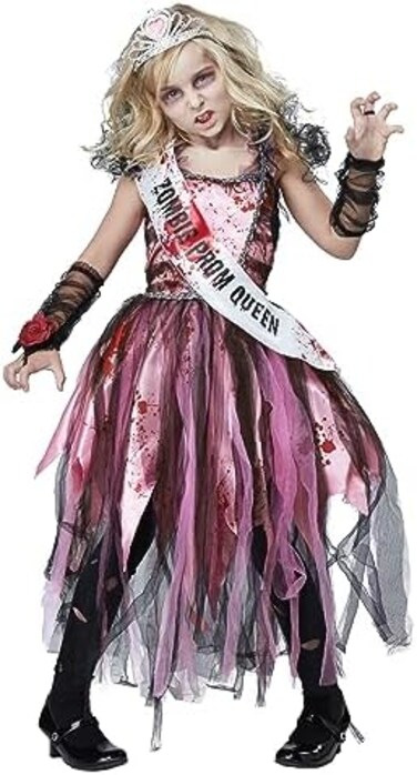 California Costumes Girls Zombie Prom Queen Child Costume Pink/Black, Medium