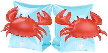 HeySplash Inflatable Arm Bands for Kids, Floatation Sleeves Floats Tube Water Wings Swimming Arm Floats Cute, Crabby Blue