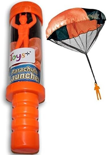 Toys+ Toy Skydiver Parachute Man With Launcher Tangle Free (Colors and Styles May Vary)