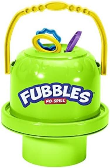 Little Kids Fubbles No-Spill Big Bubble Bucket in Green for Multi-Child Play, Made in the USA