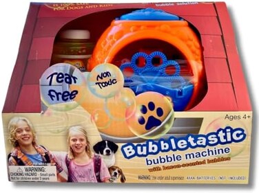 Bubbletastic Bacon Bubble Blower Machine for Kids and Dogs - Includes 8oz Bottle of Bacon Bubbles - 100% Safe, Non Toxic Dog Bubbles