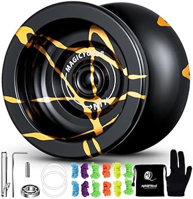 MAGICYOYO N11 Alloy Aluminum Professional YoYo Ball (Black Golden) 5 Strings