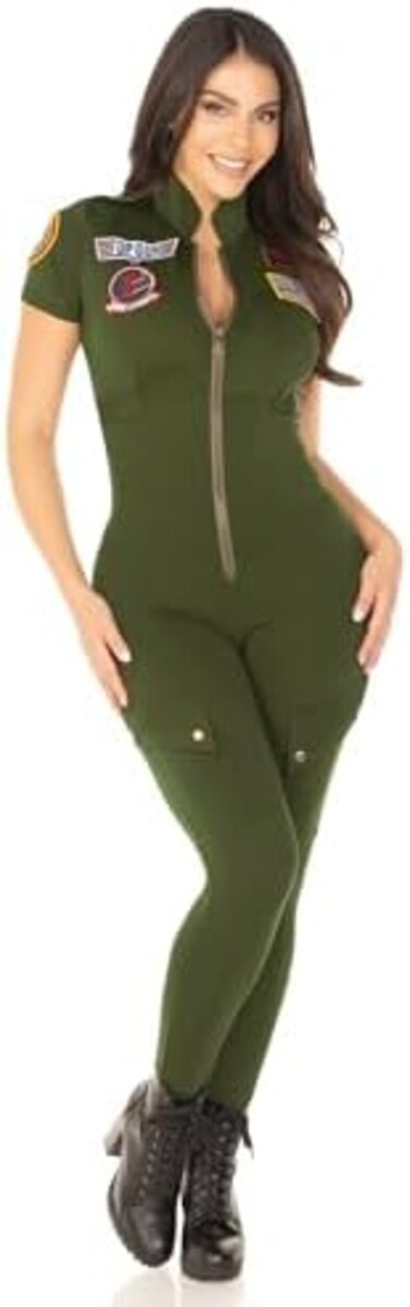 Leg Avenue Women Sexy Top Gun Flight Catsuit Costume Adult Sized Costumes (pack of 1)