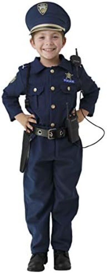 Dress Up America Deluxe Police Dress Up Costume Set - Includes Shirt, Pants, Hat, Belt, Whistle, Gun Holster