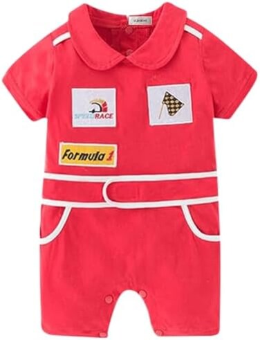 stylesilove Baby Boy Short Sleeves Chic Car Racer Cotton Romper Halloween Baby Boy Clothes