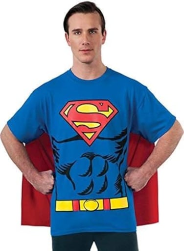Rubie's DC Comics Superman Costume T-Shirt With Cape, Blue, L