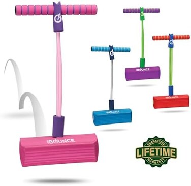 New Bounce Foam Pogo Stick Jumper for Kids 100% Safe, Bouncy Toy for Toddlers Fun Foam Hopper for Children Squeaks with Each Hop Great Gift for Girls and Boys (Pink)