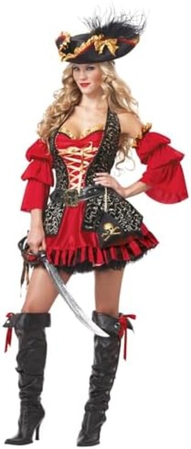 California Costumes Women's Eye Candy - Spanish Pirate Adult, Black/Red, Small