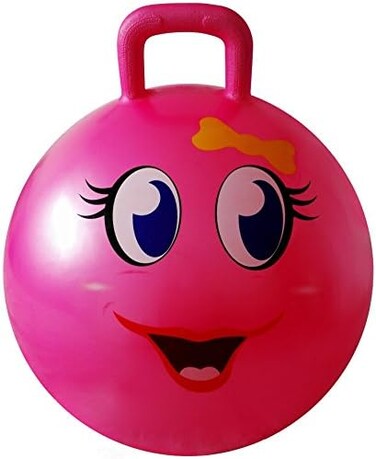 AppleRound Hippity Hoppity Hopball with Ball Pump, 18in/45cm Diameter for Age 3-6, Kangaroo Bouncer, Space Hopper Ball with Handle for Children, Printed Design