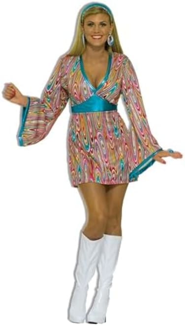 Rubie's Forum Novelties Women's 60's Generation Mod Wild Swirl Costume Dress, Rainbow, Medium/Large