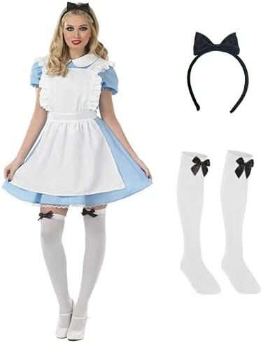 Fun Shack Alice Costume Adult Women, Alice Dress, Book Character Costumes Adult, World Book Day Fancy Dress Small