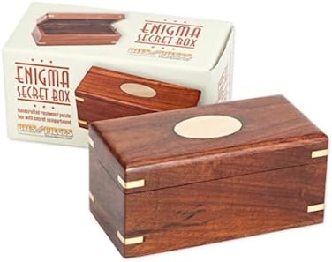 Bits and Pieces - The Secret Enigma Gift Box - Wooden Brainteaser Puzzle Box