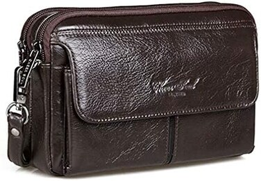 محفظة يد جلدية للرجال من هييباج، حقيبة معصم، 06 كافيه، 18.5 سم (عرض) × 6.3 سم (عمق) × 12 سم (ارتفاع)، تصميم كلاسيكي