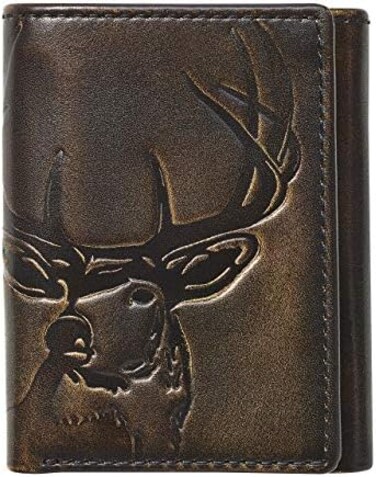 House of Jack Co. DEER Trifold Wallet   Full Grain Cowhide with Handburnished Finish   Mens Trifold Wallet   Deer Wallet   Outdoorsman Wallet For Men