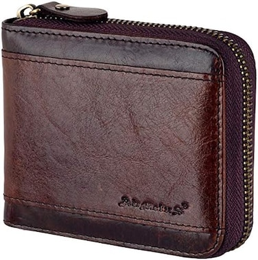 Admetus Men gifts Genuine Leather Short Zip Cowhide Wallet credit card ID Purses 2