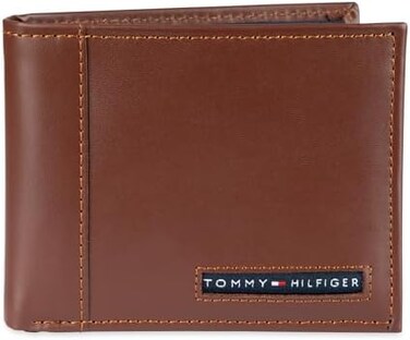 محفظة جلد مموهة من Tommy Hilfiger للرجال مع حامل بطاقة قابل للإزالة