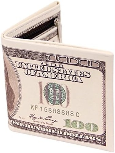 LUI SUI Men Us Dollar Bill Wallet Billfold Leather Credit Card Photo Holder