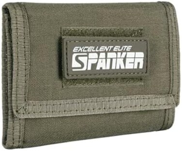 EXCELLENT ELITE SPANKER Nylon ID Card Front Pocket Wallet Cases Holder Coin Purse Organizer Bag with Zipper Pockets for Travel Casual(Ranger Green)