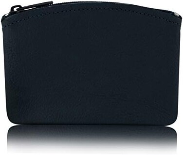 حقيبة عملات معدنية كبيرة كلاسيكية للرجال، جلد طبيعي، محفظة نقود بسحّاب، جراب