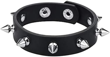 Macoking Leather Bracelet Punk Spike Rivet Cuff Bangle Metal Studded Halloween Wristband