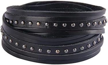 GelConnie Leather Cuff Bracelet Punk Braided Bracelets Rock Leather Wristbands Faux Mens Leather Bracelet Gothic Viking Bangle Adjustable Wrap Bracelet for Women, Men