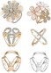 123Arts 6pcs Women's Fashion Flover Faux Pearl Crystal Rhinestone Scarf Ring Buckle Clip