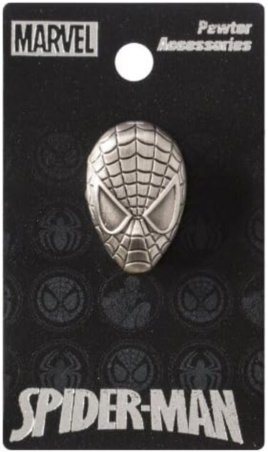 Marvel Spider-Man Head Pewter Lapel Pin,Silver,1