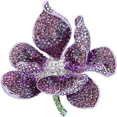 EVER FAITH Women's Austrian Crystal Orchid Flower Petal Brooch