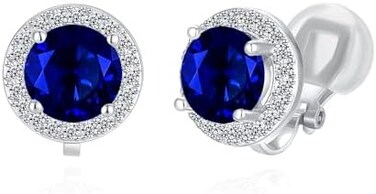 YOQUCOL Bright 8MM,10MM Cubic Zirconia Crystal Clip On Stud Round Non-Pierced,Pierced Earrings For Women Girls