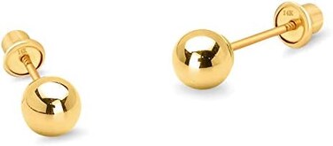 Lovearing 14k Yellow Gold 2,3,4,5,6mm Plain Hollow Gold Ball Children Screw back Baby Girls Stud Earrings