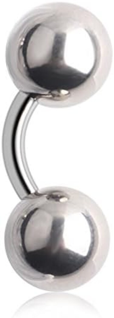 Ruifan 316L Surgical Steel 6mm 8mm 10mm Big Balls Externally Threaded Bent Curved Barbell 14G 16G