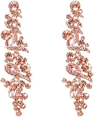 NLCAC Women's Wedding Earrings for Brides Dangling Rhinestone Crystal Chandelier Earring Drop Bridesmaids