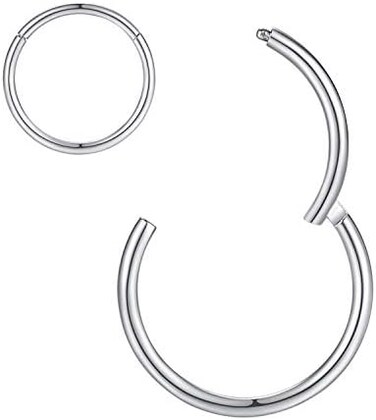 ORANGELOVE Hypoallergenic Nose Rings 20G 18G 16G 14G 12G 10G 8G 316l Surgical Steel Septum Jewelry Hinged Segment Ring Body Piercing Nose Hoop Lip Rings Nose Helix Cartilage Rook Earrings